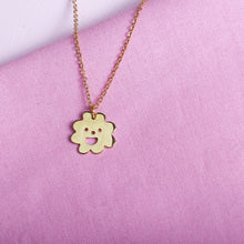  Close up of gold Smiley Flower Necklace
